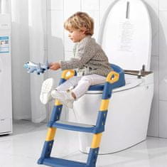 JOJOY® Dječja WC školjka sa stepenicama, prilagodljivo sjedalo s ručkama za sigurnost | KIDDISTEP, plava