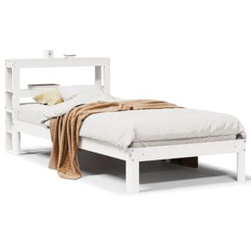 Vidaxl Okvir kreveta s uzglavljem bijeli 75x190 cm masivni borov drvo