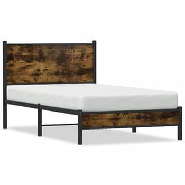 Vidaxl Metalni okvir kreveta bez madraca dimljeni hrast 100x190 cm