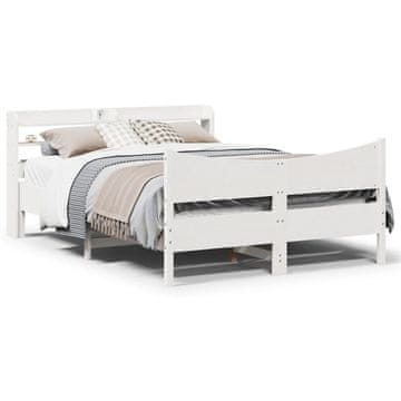 Vidaxl Okvir kreveta s uzglavljem bijeli 135x190 cm borovina