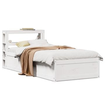Vidaxl Okvir kreveta s uzglavljem bijeli 75x190 cm masivni borov drvo