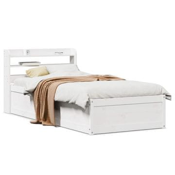Vidaxl Okvir kreveta s uzglavljem bijeli 75x190 cm masivni borov drvo