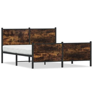 Vidaxl Metalni okvir kreveta bez madraca dimljeni hrast 150x200 cm