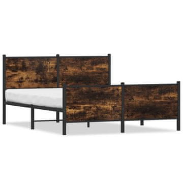 Vidaxl Metalni okvir kreveta bez madraca dimljeni hrast 140x200 cm