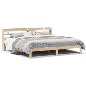 Vidaxl Okvir kreveta s uzglavljem 200x200 cm Masivni borov drvo