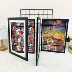 HOME & MARKER® Okvir za dječje crteže i fotografije, zidni drveni okvir s pohranom za A4 radove (33x24 cm) | FRAMELET, crna