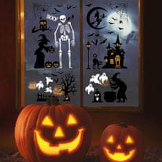 HOME & MARKER® Naljepnice za prozore, Halloween dekoracija, DIY ukrasi, bundeva, duhovi, šišmiši, višekratne PVC naljepnice | SPOOKCLINGS Kostur