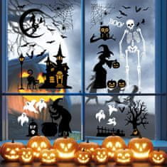HOME & MARKER® Naljepnice za prozore, Halloween dekoracija, DIY ukrasi, bundeva, duhovi, šišmiši, višekratne PVC naljepnice | SPOOKCLINGS Kostur