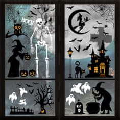 HOME & MARKER® Naljepnice za prozore, Halloween dekoracija, DIY ukrasi, bundeva, duhovi, šišmiši, višekratne PVC naljepnice | SPOOKCLINGS Kostur
