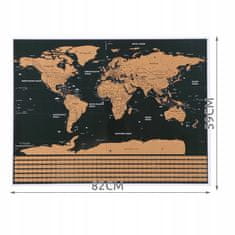 Kruzzel Karta svijeta ogrebotina sa zastavama + pribor 82x59cm