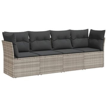 Vidaxl 4-dijelni set vrtnih sofa s jastucima svijetlosivi poliratan