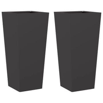 Vidaxl Vrtne sadilice 2 kom crne 35 x 35 x 75 cm čelične