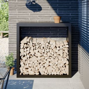 Vidaxl Stalak za drva za ogrjev crni 100x40x100 cm čelik