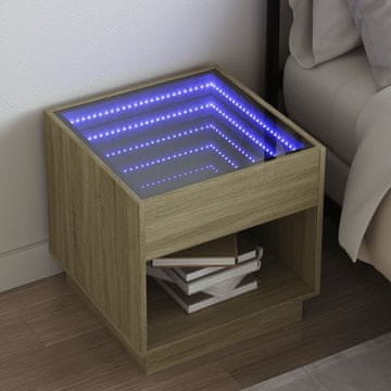 Vidaxl Noćni ormarić Infinity s LED svjetlom, hrast Sonoma, 50x50x50 cm