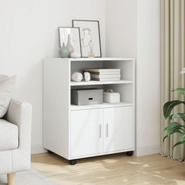 Vidaxl Ormarić na kotačima Bijeli 60x48x81 cm Materijal na bazi drveta