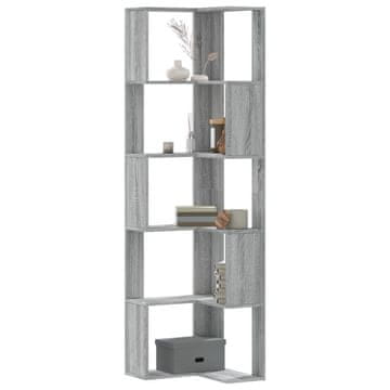 Vidaxl Polica za knjige s 5 razina, siva, hrast sonoma, 50x50x179 cm