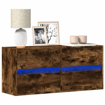 Vidaxl Zidni TV ormarić s LED rasvjetom, dimljeni hrast 100x31x45 cm