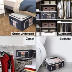 HOME & MARKER® Sklopiva tekstilna kutija za pohranu odjeće, s patentom i prozorom, zaštita od prašine (Plava, 66L) | STACKBOX
