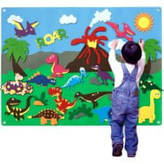 JOJOY® Set za učenje s filcanim naljepnicama, interaktivna ploča za djecu (Dinosauri, 30 naljepnica + podloga) | FELTLAND