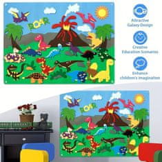 JOJOY® Set za učenje s filcanim naljepnicama, interaktivna ploča za djecu (Dinosauri, 30 naljepnica + podloga) | FELTLAND