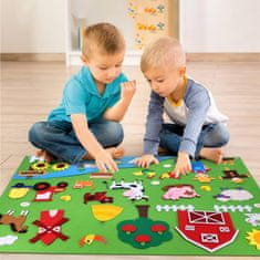 JOJOY® Set za učenje s filcanim naljepnicama, interaktivna ploča za djecu (Farma, 30 naljepnica + podloga) | FELTLAND