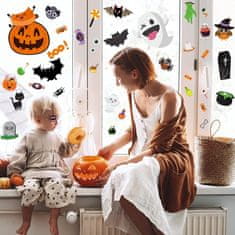 HOME & MARKER® Naljepnice za prozore, Halloween dekoracija, DIY ukrasi, bundeva, duhovi, šišmiši, višekratne PVC naljepnice | SPOOKCLINGS Crtić