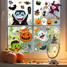 HOME & MARKER® Naljepnice za prozore, Halloween dekoracija, DIY ukrasi, bundeva, duhovi, šišmiši, višekratne PVC naljepnice | SPOOKCLINGS Crtić
