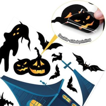 HOME & MARKER® Naljepnice za prozore, Halloween dekoracija, DIY ukrasi, bundeva, duhovi, šišmiši, višekratne PVC naljepnice | SPOOKCLINGS Vještica