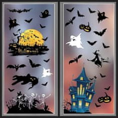 HOME & MARKER® Naljepnice za prozore, Halloween dekoracija, DIY ukrasi, bundeva, duhovi, šišmiši, višekratne PVC naljepnice | SPOOKCLINGS Vještica