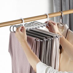 HOME & MARKER® Višenamjenska vješalica za hlače na 5 razina, ušteda prostora, metalna 1+1 set | S2MARTHANGER