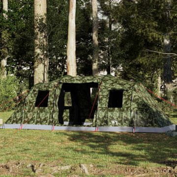 Vidaxl Obiteljski tunelski šator za 6 osoba, kamuflažni, vodootporan