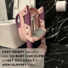 JOJOY® Dječja WC školjka sa stepenicama, prilagodljivo sjedalo s ručkama za sigurnost | KIDDISTEP, roza