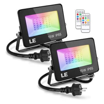 Lepro 2x vanjski LED RGB reflektor s daljinskim upravljačem 15W IP65