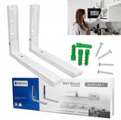 Cabletech 2x Univerzalno podesivi zidni držač za mikrovalnu do 30 kg bijele boje
