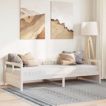 Vidaxl Dnevni krevet s madracem, bijela, 80x200 cm, borovina