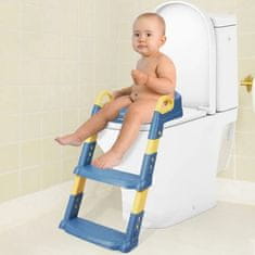 JOJOY® Dječja WC školjka sa stepenicama, prilagodljivo sjedalo s ručkama za sigurnost | KIDDISTEP, plava