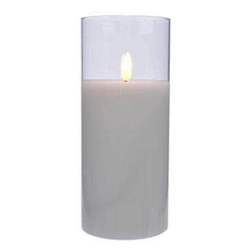 Kaemingk LED svijeća u staklu, dekorativna, bijela, 17,5 cm