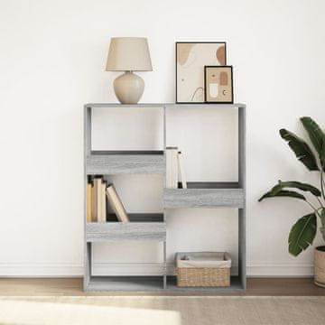 Vidaxl Polica za knjige/Pregrada, siva sonoma hrast, 100x33x115 cm