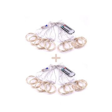 Netscroll Svjetleća zavjesa s 300 LED lampica, 8 načina treperenja, daljinski upravljač, USB napajanje, vodootporna za unutarnju i vanjsku upotrebu, ColorfulCurtain