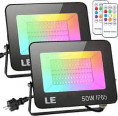 Lepro 2x vanjski LED RGB reflektor s daljinskim upravljačem 50W IP65