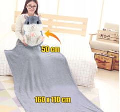 GOTEL 2V1 dječja plišana igračka hrčka 50cm i pokrivač 160x110cm siva