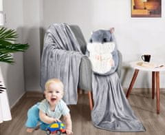 GOTEL 2V1 dječja plišana igračka hrčka 50cm i pokrivač 160x110cm siva