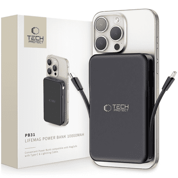 Tech-protect TECH-PROTECT PB31 LIFEMAG MAGSAFE power bank 10000mAh, crni