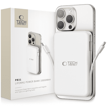 Tech-protect Tech-protect pb31 lifemag magsafe power bank od 10000 mah, bijela