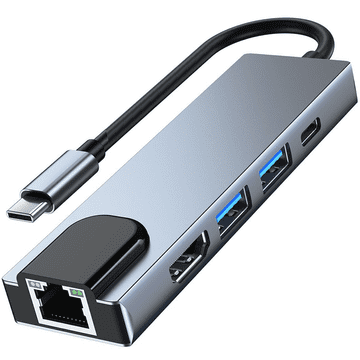 Tech-protect TECH-PROTECT V3-HUB adapter 5 u 1, siva