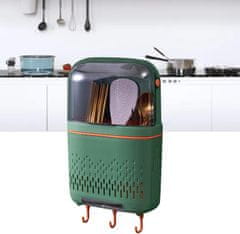 HOME & MARKER® Viseći držač za kuhinjski pribor, zidni stalak s kukama za organizaciju | UTENSILKO, zelena