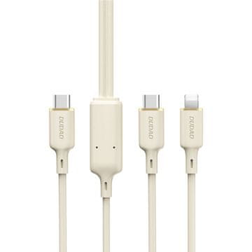 DUDAO 2u1 ojačani kabel SR USB-C - USB-C / Lightning 100W 1,2 m bež