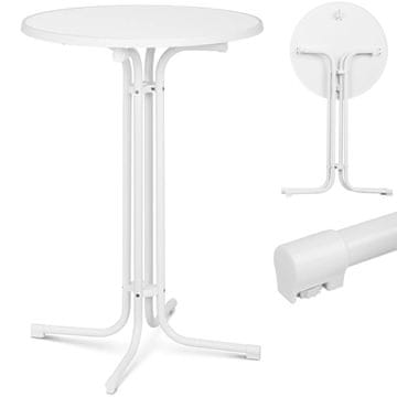 Stol, okrugli, visoki, sklopivi barski stol, promjer 80 cm, visina 110 cm, bijela