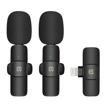 Puluz PU3150B bežični lavalier mikrofon Lightning, črna