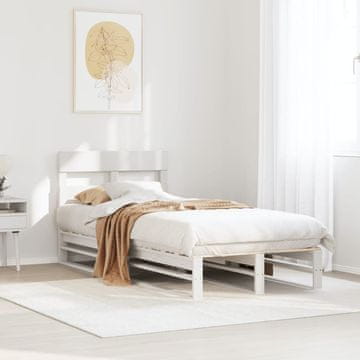 Vidaxl Okvir kreveta bez madraca bijeli 75x190 cm masivni borov drvo